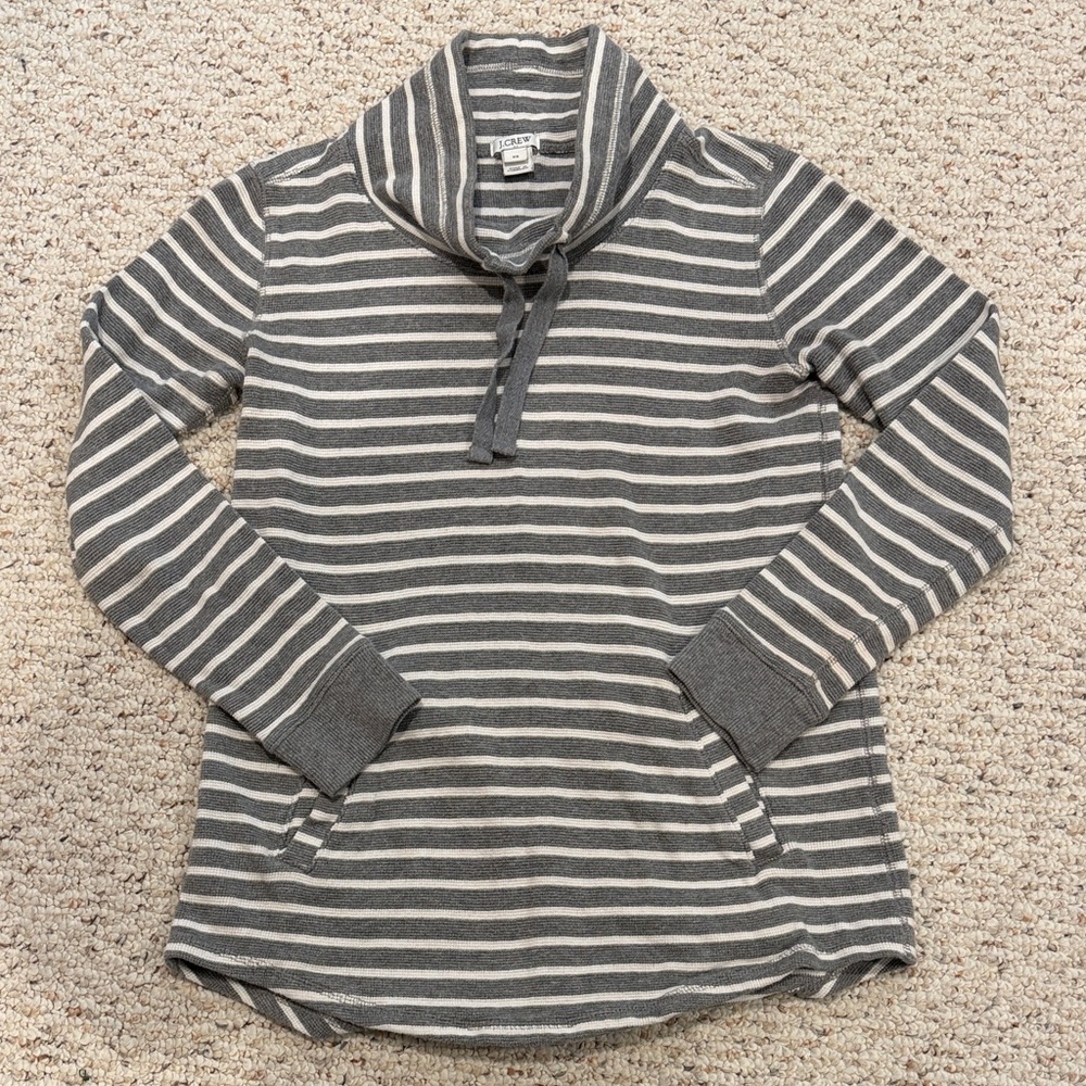 J. Crew Gray Striped Cowl Neck Sweater Size XS C26-016